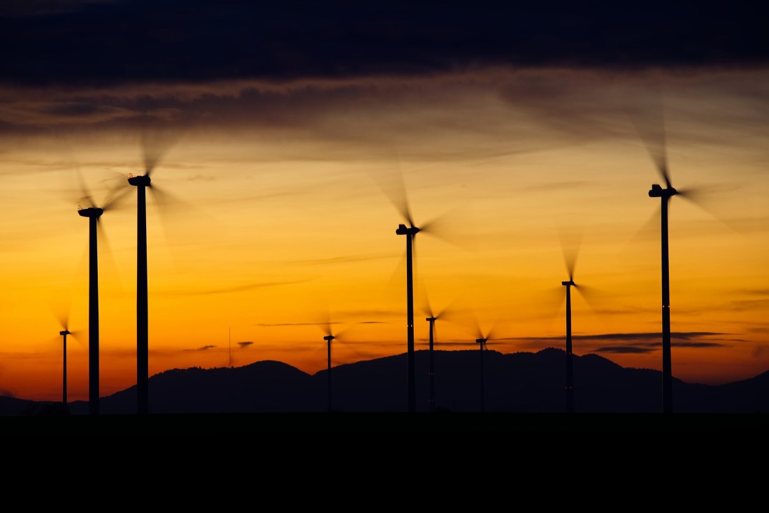 Image of wind farm at dusk